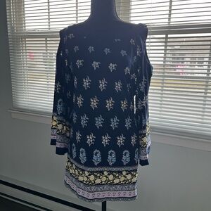 Collection XL Navy Floral Crown Print Top